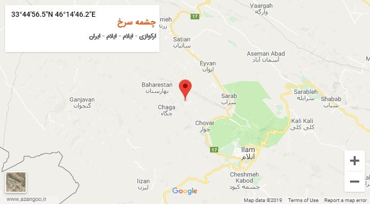 روستای چشمه سرخ بر روی نقشه