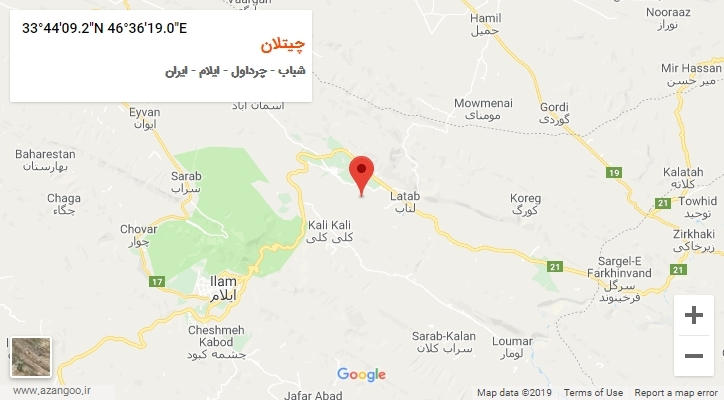 روستای چیتلان بر روی نقشه