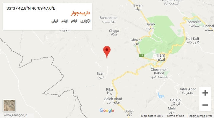 روستای داربیدچوار بر روی نقشه