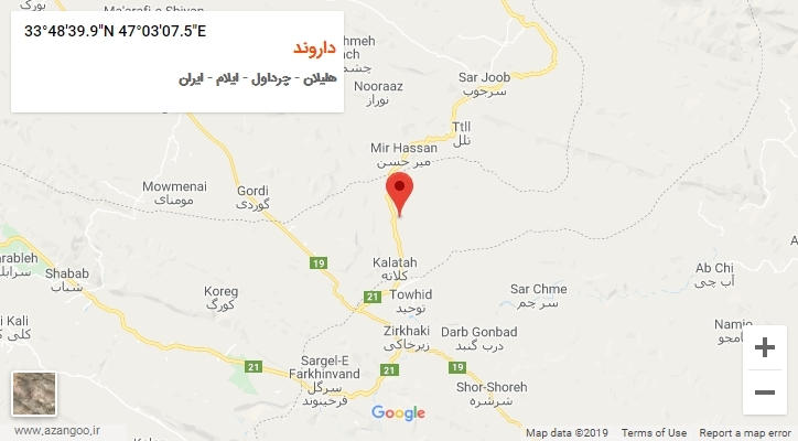 روستای داروند بر روی نقشه