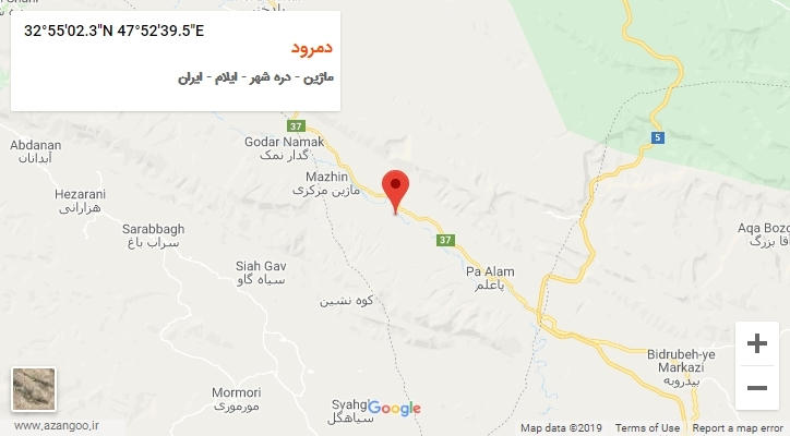 روستای دمرود بر روی نقشه