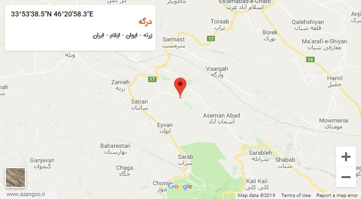 روستای درگه بر روی نقشه