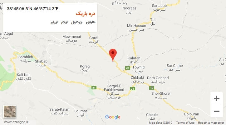 روستای دره باریک بر روی نقشه