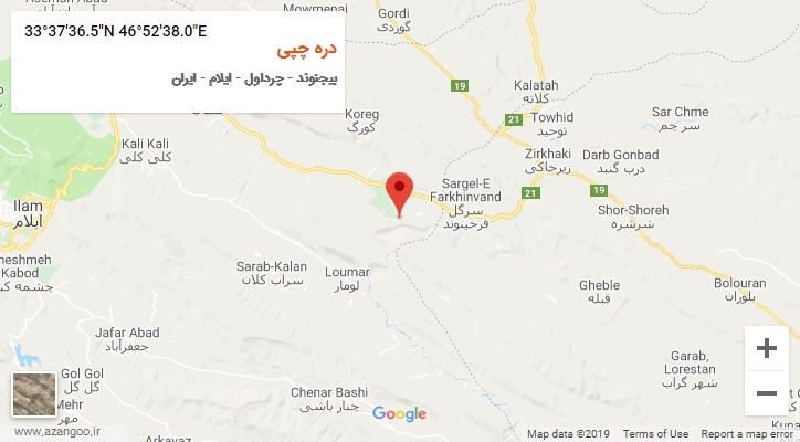 روستای دره چپی بر روی نقشه