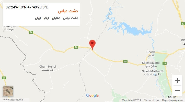 روستای دشت عباس بر روی نقشه