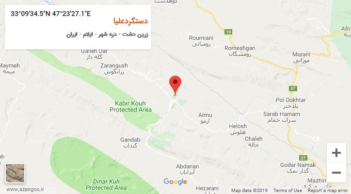 روستای دستگردعلیا بر روی نقشه