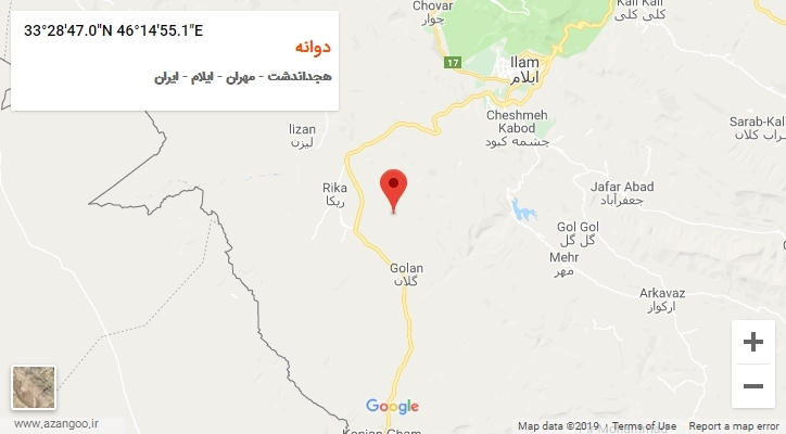 روستای دوانه بر روی نقشه
