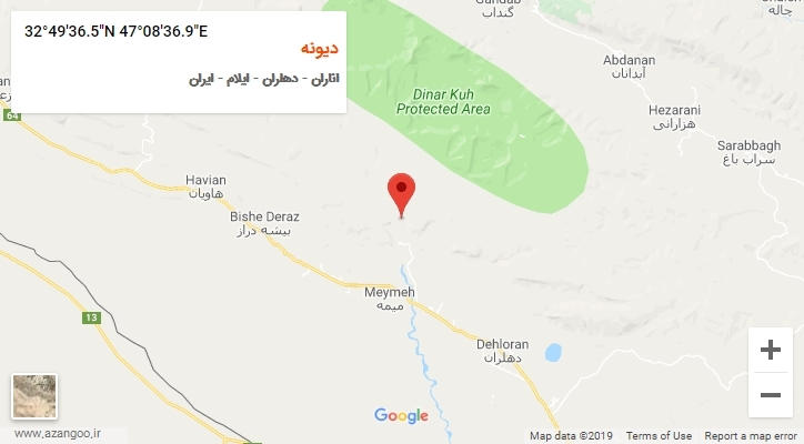 روستای دیونه بر روی نقشه