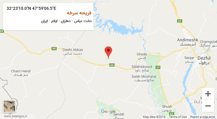 روستای فریحه سرخه بر روی نقشه