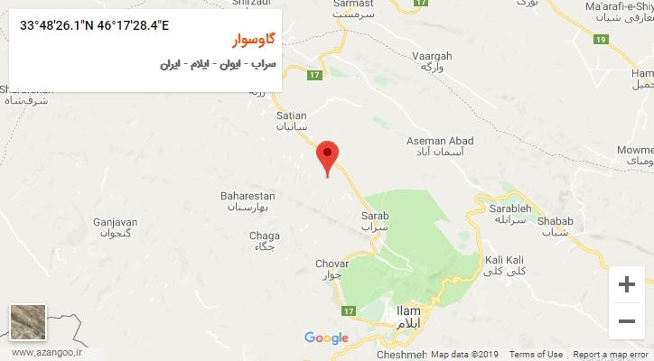 روستای گاوسوار بر روی نقشه