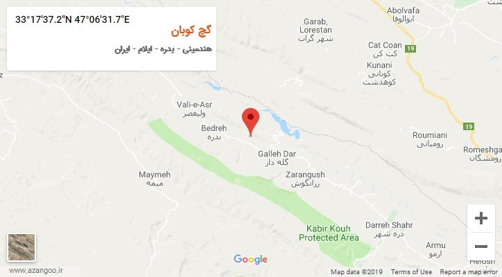 روستای گچ کوبان بر روی نقشه