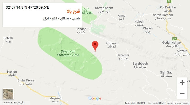 روستای قدح بالا بر روی نقشه