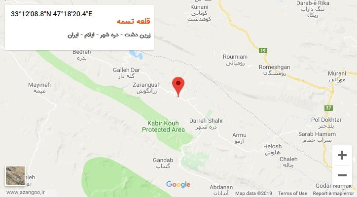 روستای قلعه تسمه بر روی نقشه