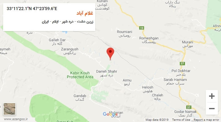 روستای غلام آباد بر روی نقشه