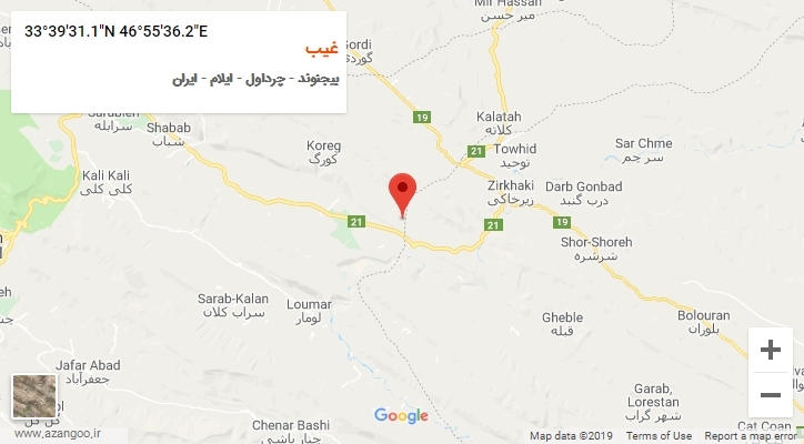 روستای غیب بر روی نقشه