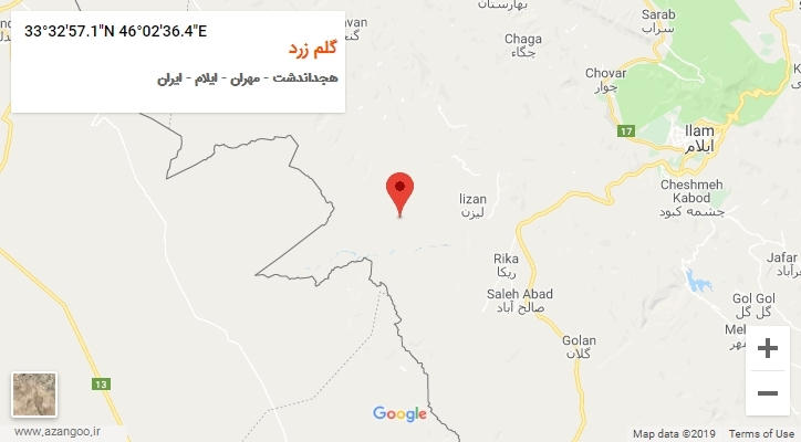 روستای گلم زرد بر روی نقشه