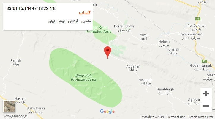 روستای گنداب بر روی نقشه