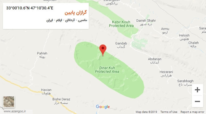 روستای گرازان پایین بر روی نقشه