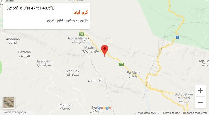 روستای گرم آباد بر روی نقشه
