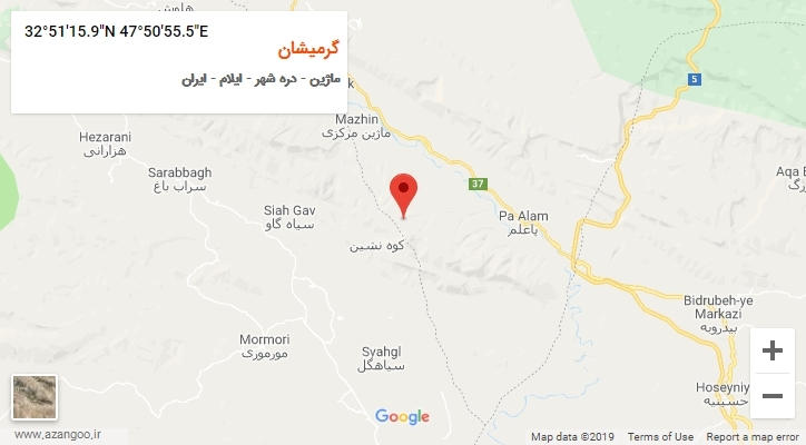 روستای گرمیشان بر روی نقشه