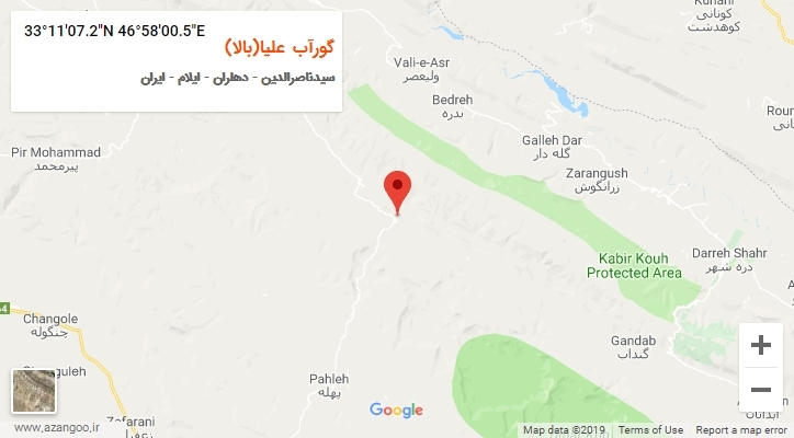 روستای گورآب علیا(بالا) بر روی نقشه