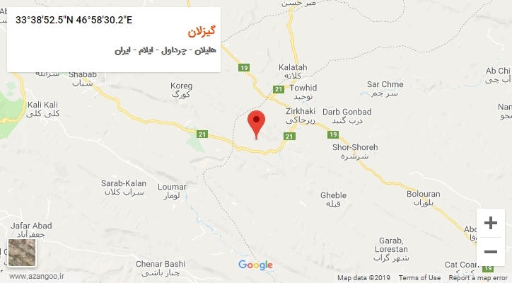 روستای گیزلان بر روی نقشه