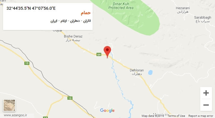 روستای حمام بر روی نقشه