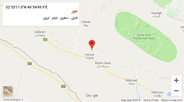 روستای هور بر روی نقشه