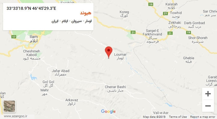 روستای هیوند بر روی نقشه