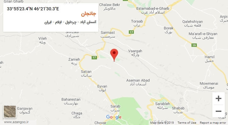 روستای جانجان بر روی نقشه
