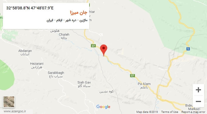 روستای جان میرزا بر روی نقشه
