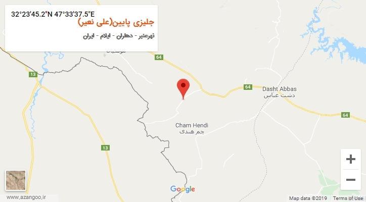 روستای جلیزی پایین(علی نعیر) بر روی نقشه