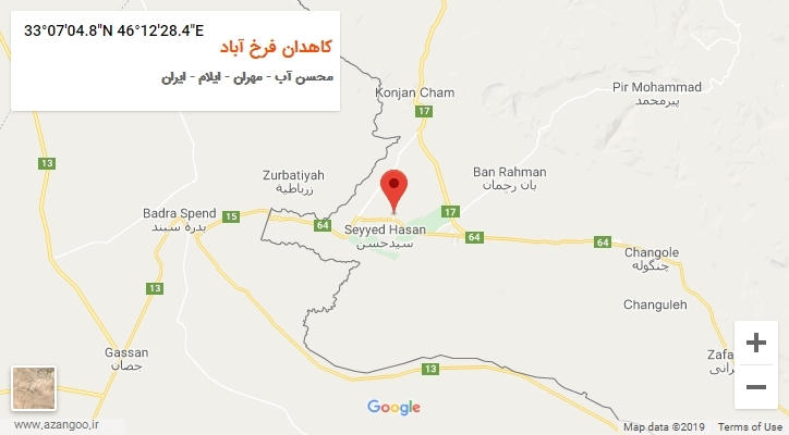 روستای کاهدان فرخ آباد بر روی نقشه