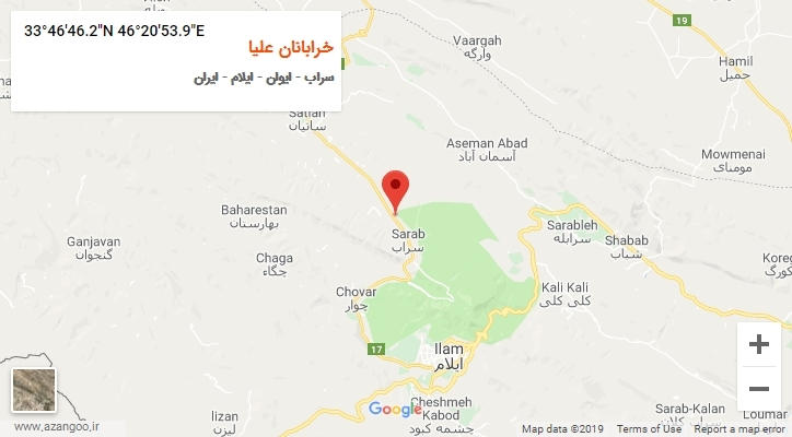 روستای خرابانان علیا بر روی نقشه