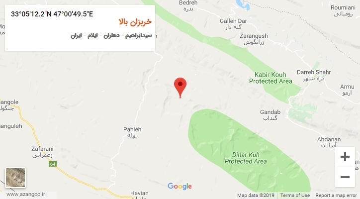 روستای خربزان بالا بر روی نقشه