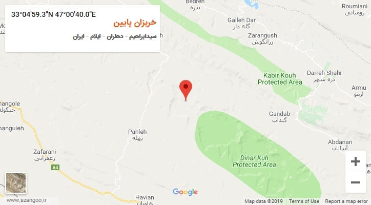 روستای خربزان پایین بر روی نقشه
