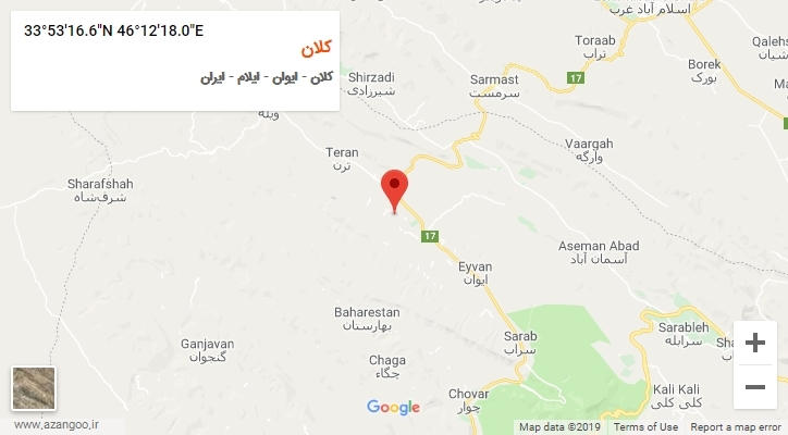 روستای کلان بر روی نقشه