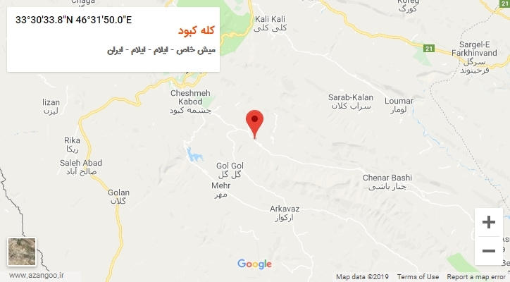 روستای کله کبود بر روی نقشه