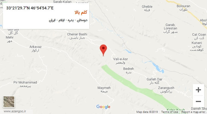 روستای کلم بالا بر روی نقشه
