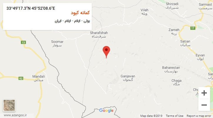 روستای کمانه کبود بر روی نقشه