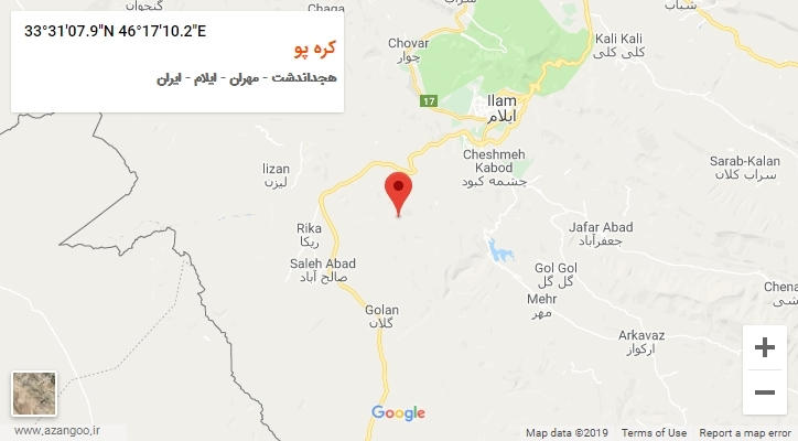 روستای کره پو بر روی نقشه
