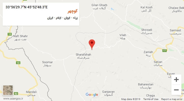 روستای کوچهر بر روی نقشه