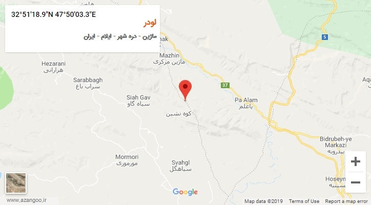 روستای لودر بر روی نقشه