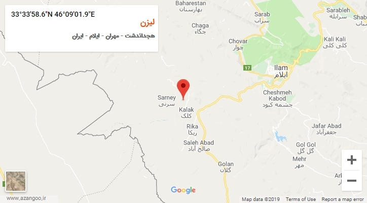 روستای لیزن بر روی نقشه