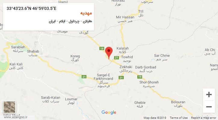 روستای مهدیه بر روی نقشه