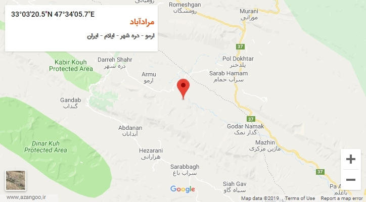 روستای مرادآباد بر روی نقشه