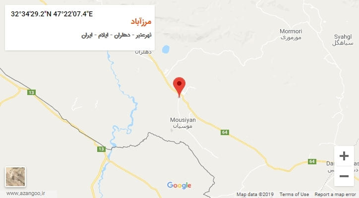 روستای مرزآباد بر روی نقشه