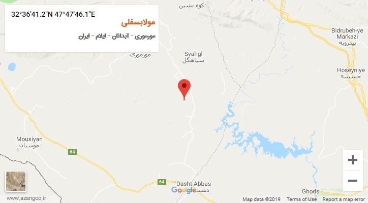 روستای مولابسفلی بر روی نقشه