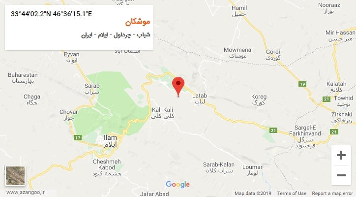 روستای موشکان بر روی نقشه