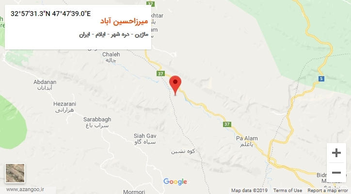 روستای میرزاحسین آباد بر روی نقشه